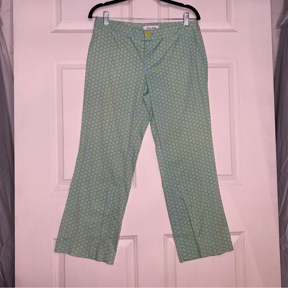 Vintage Skirtin' Around New Canaan CT Blue & Green Circle Print Pants Size 6 - Picture 1 of 7
